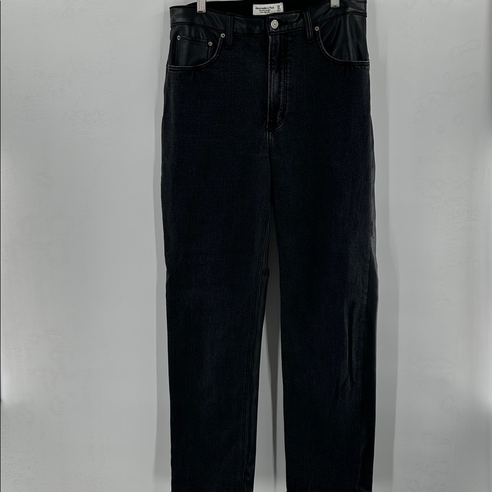 Abercrombie & Fitch Mixed Fabric The Ankle Straight Ultra High Rise Jeans 14XL - Picture 4 of 9